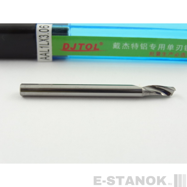 Однозаходная фреза по алюминию DJTOL AA: диам. 3,175 мм, реж. длина 6 мм