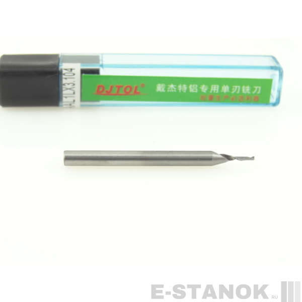 Однозаходная фреза по алюминию DJTOL AA: хвост. 3,175 мм, диам. 1 мм, реж. длина 4 мм