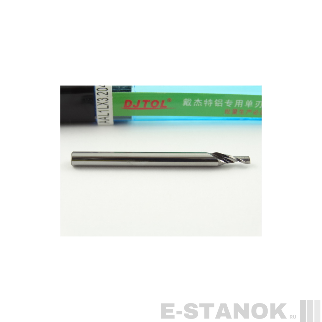 Однозаходная фреза по алюминию DJTOL AA: хвост. 3,175 мм, диам. 2 мм, реж. длина 4 мм