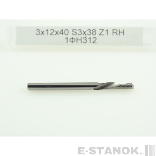 Однозаходная фреза стружка вниз Альма: диам. 3 мм, реж. длина 12 мм