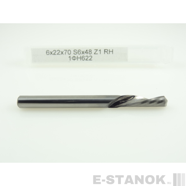 Однозаходная фреза стружка вниз Альма: диам. 6 мм, реж. длина 22 мм