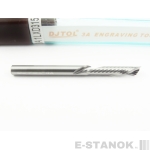 Однозаходная фреза стружка вниз DJTOL 3A: диам. 3 мм, реж. длина 15 мм, общ. длина 40 мм