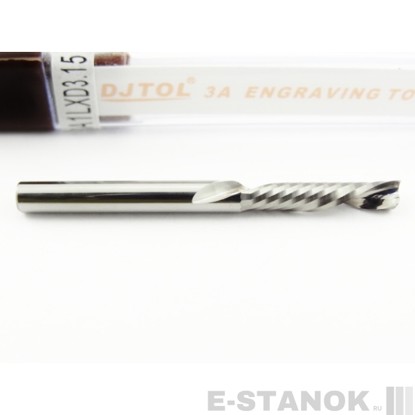 Однозаходная фреза стружка вниз DJTOL 3A: диам. 3.175 мм, реж. длина 15 мм