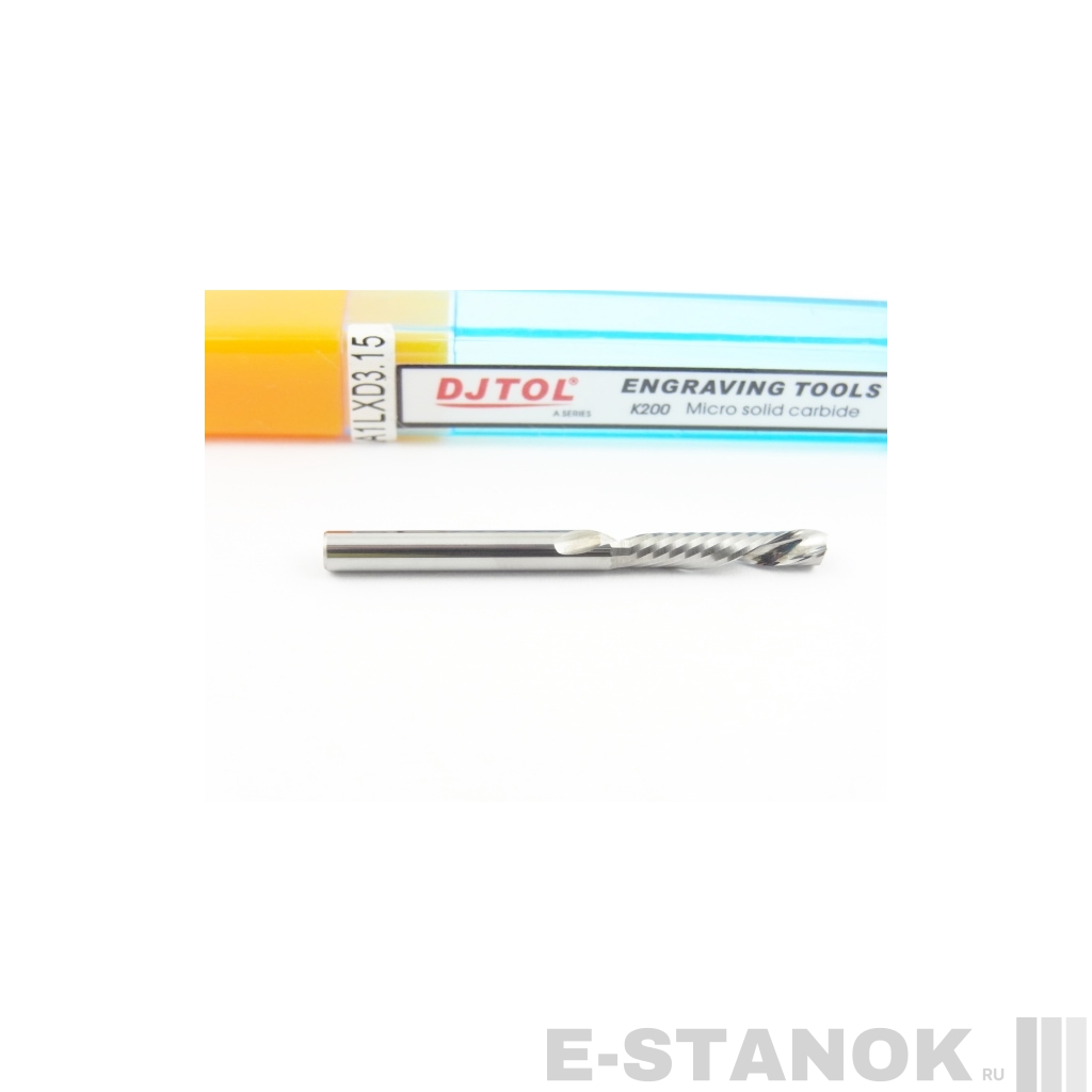 Однозаходная фреза стружка вниз DJTOL A: диам. 3.175 мм, реж. длина 15 мм
