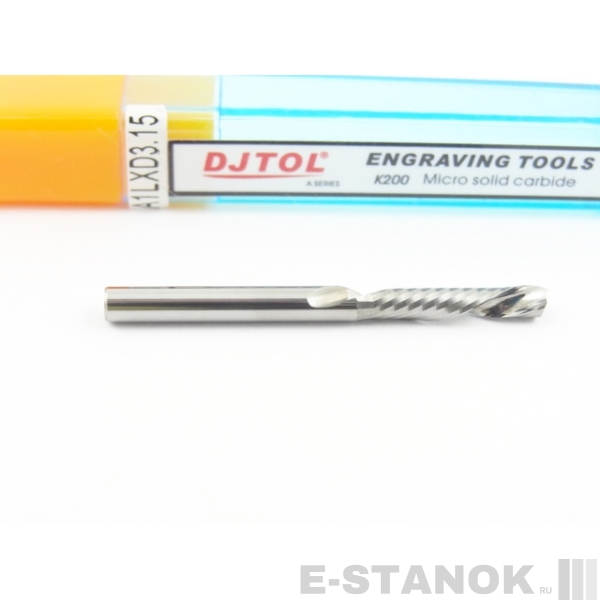 Однозаходная фреза стружка вниз DJTOL A: диам. 3.175 мм, реж. длина 15 мм