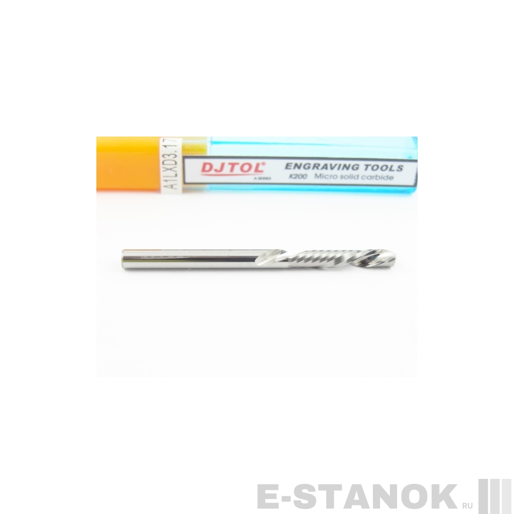 Однозаходная фреза стружка вниз DJTOL A: диам. 3.175 мм, реж. длина 17 мм