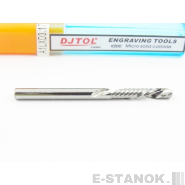Однозаходная фреза стружка вниз DJTOL A: диам. 3.175 мм, реж. длина 17 мм