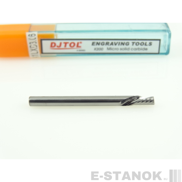 Однозаходная фреза стружка вниз DJTOL A: диам. 3.175 мм, реж. длина 6 мм