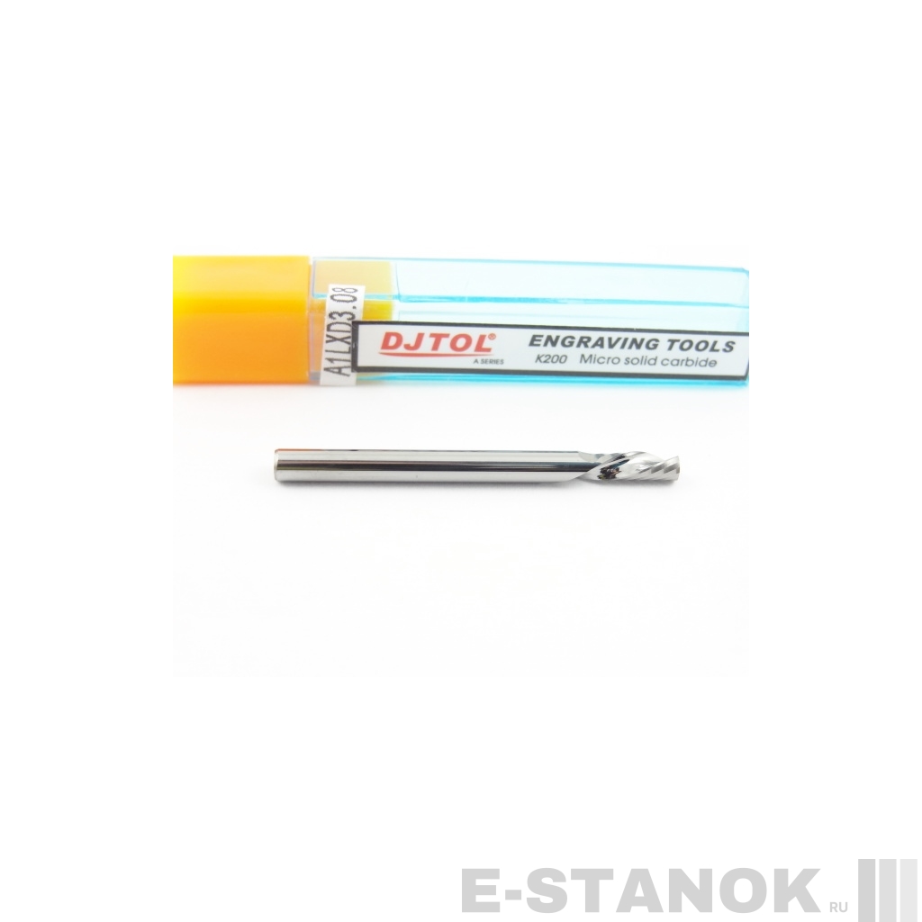 Однозаходная фреза стружка вниз DJTOL A: диам. 3.175 мм, реж. длина 8 мм