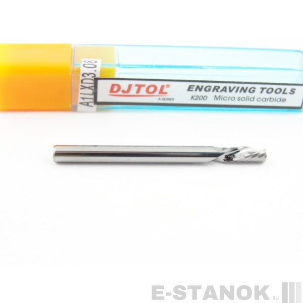 Однозаходная фреза стружка вниз DJTOL A: диам. 3.175 мм, реж. длина 8 мм