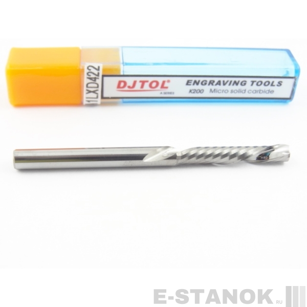 Однозаходная фреза стружка вниз DJTOL A: диам. 4 мм, реж. длина 22 мм