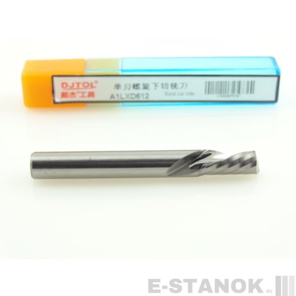 Однозаходная фреза стружка вниз DJTOL A: диам. 6 мм, реж. длина 12 мм
