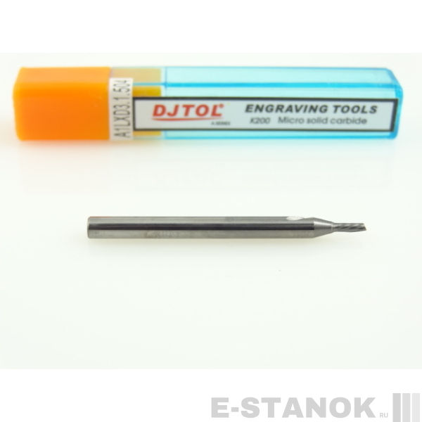 Однозаходная фреза стружка вниз DJTOL A: хвост. 3.175, диам. 1.5 мм мм, реж. длина 4 мм