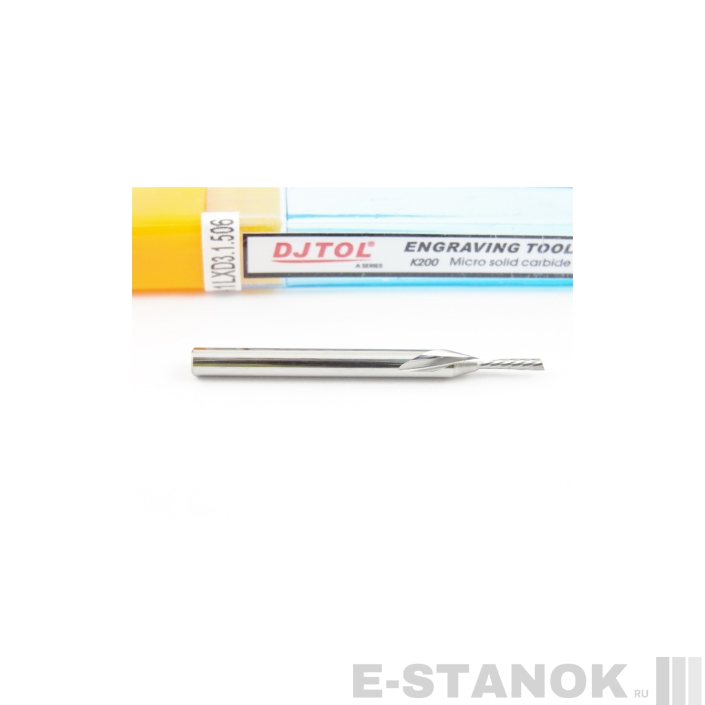 Однозаходная фреза стружка вниз DJTOL A: хвост. 3.175, диам. 1.5 мм мм, реж. длина 6 мм