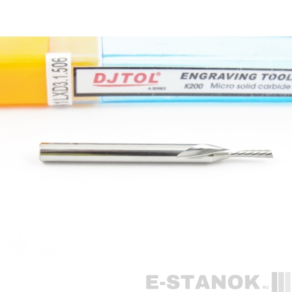 Однозаходная фреза стружка вниз DJTOL A: хвост. 3.175, диам. 1.5 мм мм, реж. длина 6 мм