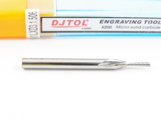 Однозаходная фреза стружка вниз DJTOL A: хвост. 3.175, диам. 1.5 мм мм, реж. длина 6 мм