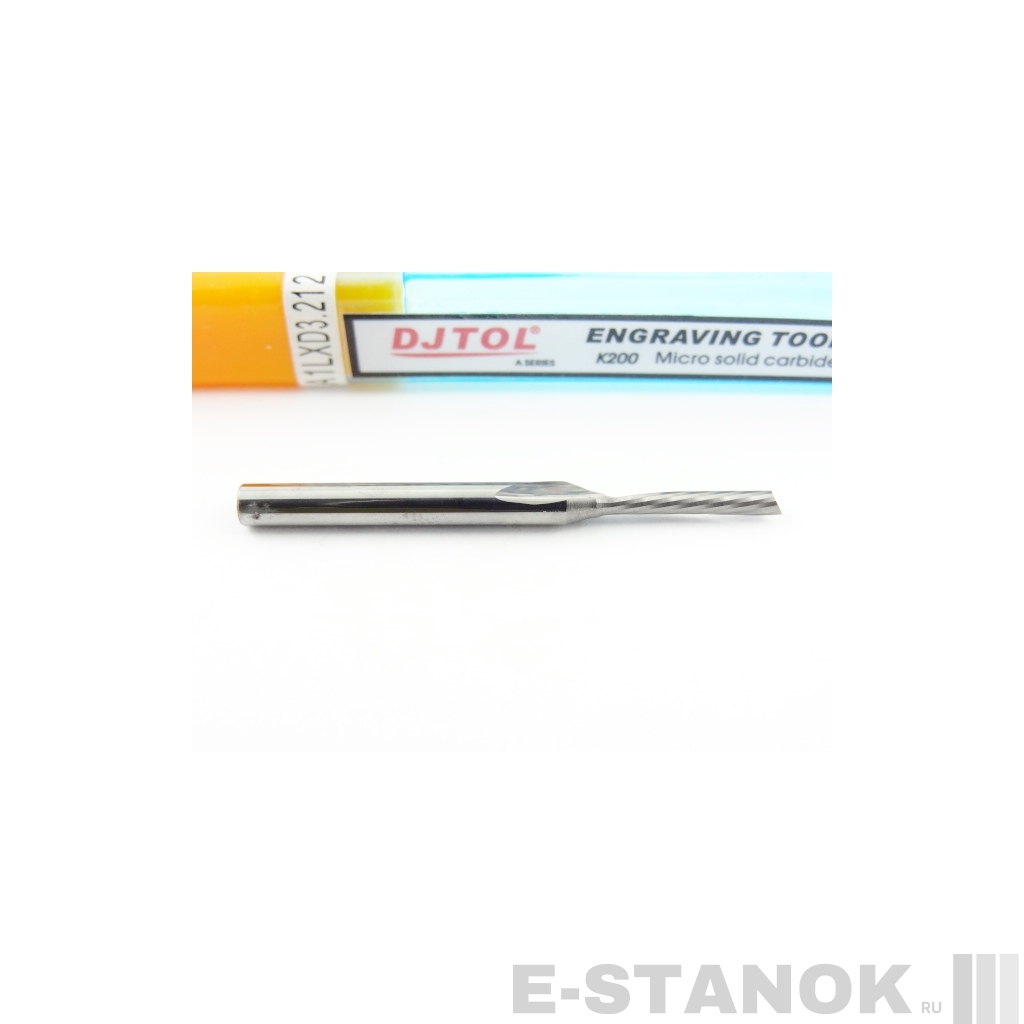 Однозаходная фреза стружка вниз DJTOL A: хвост. 3.175, диам. 2 мм, реж. длина 12 мм