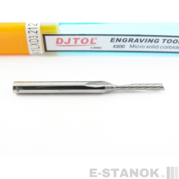 Однозаходная фреза стружка вниз DJTOL A: хвост. 3.175, диам. 2 мм, реж. длина 12 мм