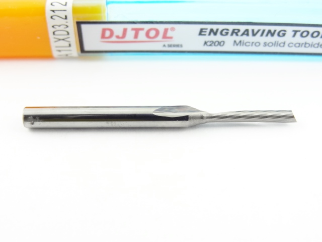 Однозаходная фреза стружка вниз DJTOL A: хвост. 3.175, диам. 2 мм, реж. длина 12 мм