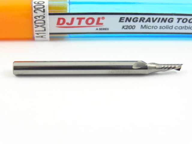 Однозаходная фреза стружка вниз DJTOL A: хвост. 3.175, диам. 2 мм, реж. длина 6 мм