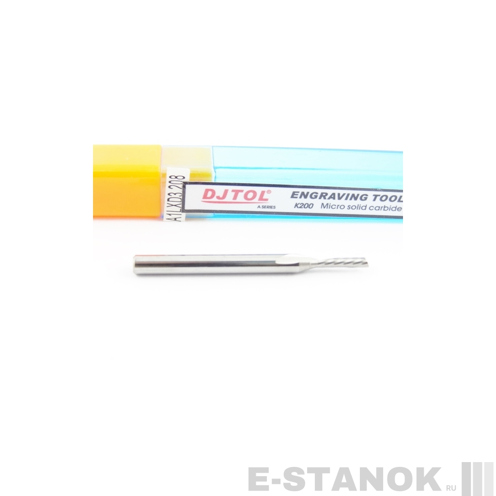 Однозаходная фреза стружка вниз DJTOL A: хвост. 3.175 мм, диам. 2 мм, реж. длина 8 мм