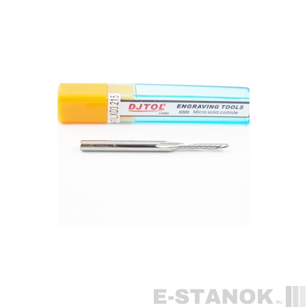 Однозаходная фреза стружка вниз DJTOL A: хвост. 3.175 мм, диам. 2 мм, реж. длина 15 мм