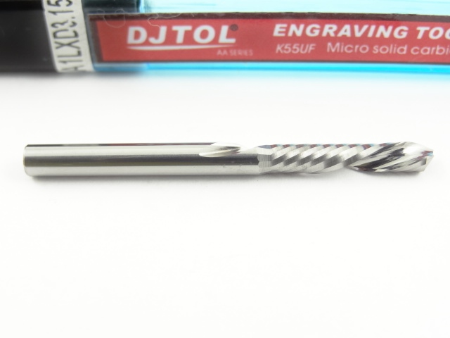 Однозаходная фреза стружка вниз DJTOL AA: диам. 3.175 мм, реж. длина 15 мм