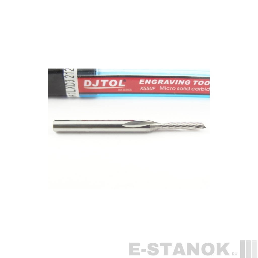 Однозаходная фреза стружка вниз DJTOL AA: хвост. 3.175 мм, диам. 2 мм, реж. длина 12 мм