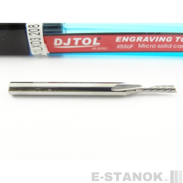 Однозаходная фреза стружка вниз DJTOL AA: хвост. 3.175 мм, диам. 2 мм, реж. длина 8 мм