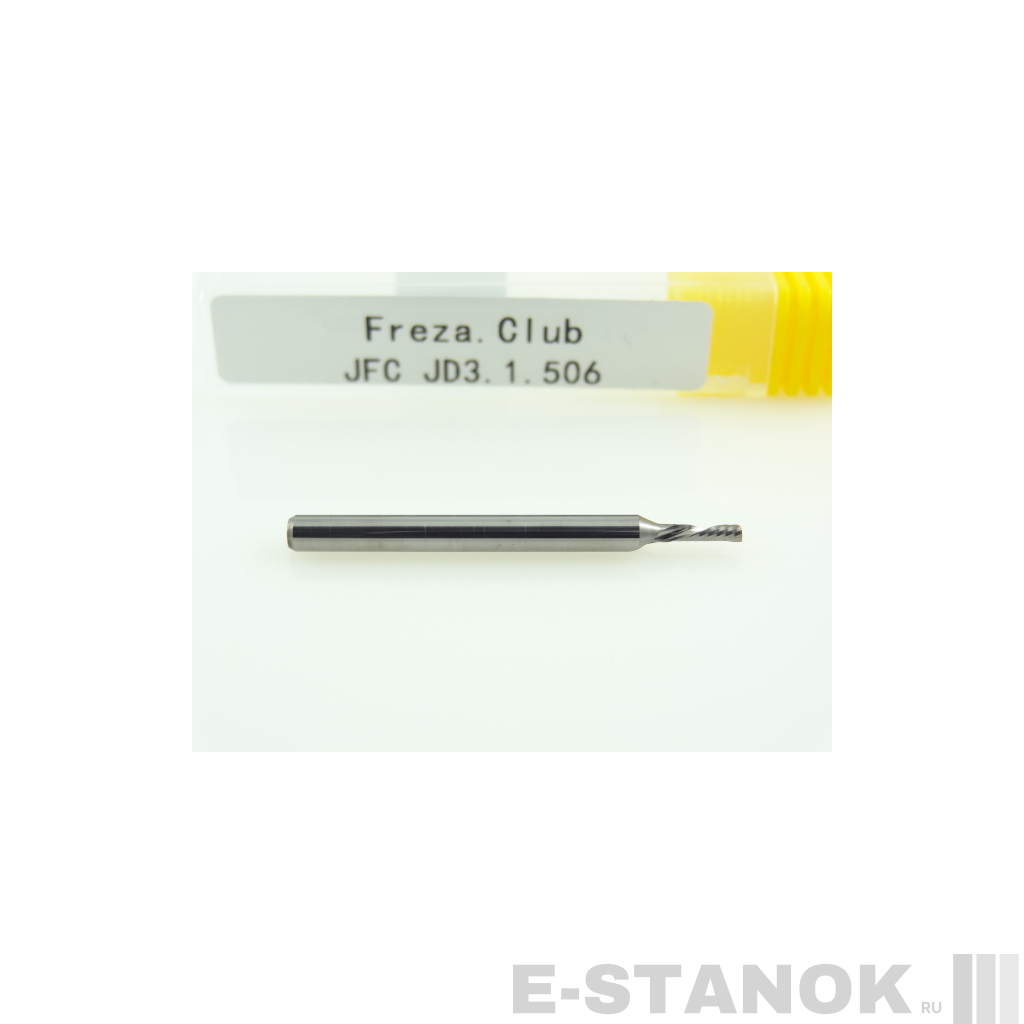 Однозаходная фреза стружка вниз JFC: диам. 1.5 мм, хвост. 3.175 мм, реж. длина 6 мм