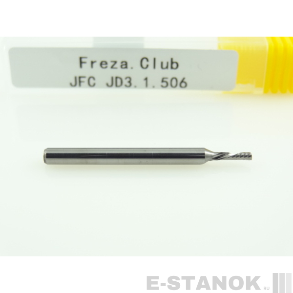 Однозаходная фреза стружка вниз JFC: диам. 1.5 мм, хвост. 3.175 мм, реж. длина 6 мм