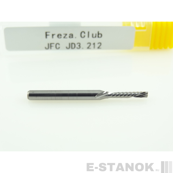 Однозаходная фреза стружка вниз JFC: диам. 2 мм, хвост. 3.175 мм, реж. длина 12 мм