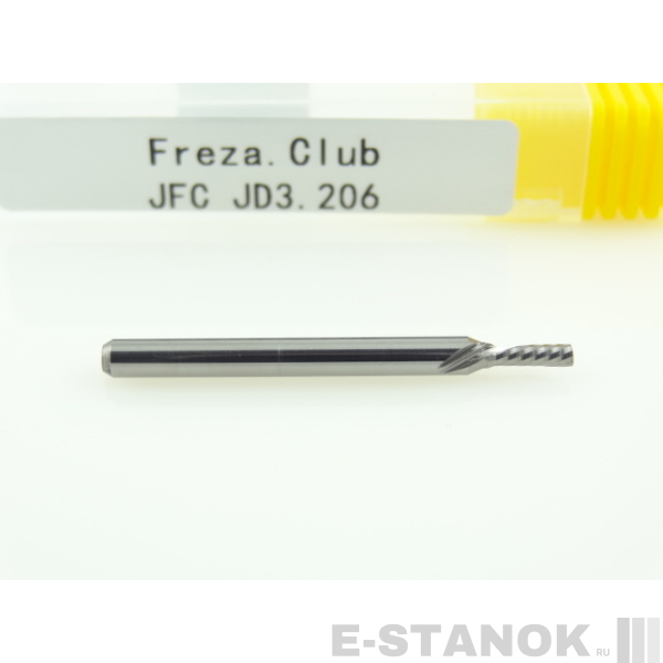 Однозаходная фреза стружка вниз JFC: диам. 2 мм, хвост. 3.175 мм, реж. длина 6 мм