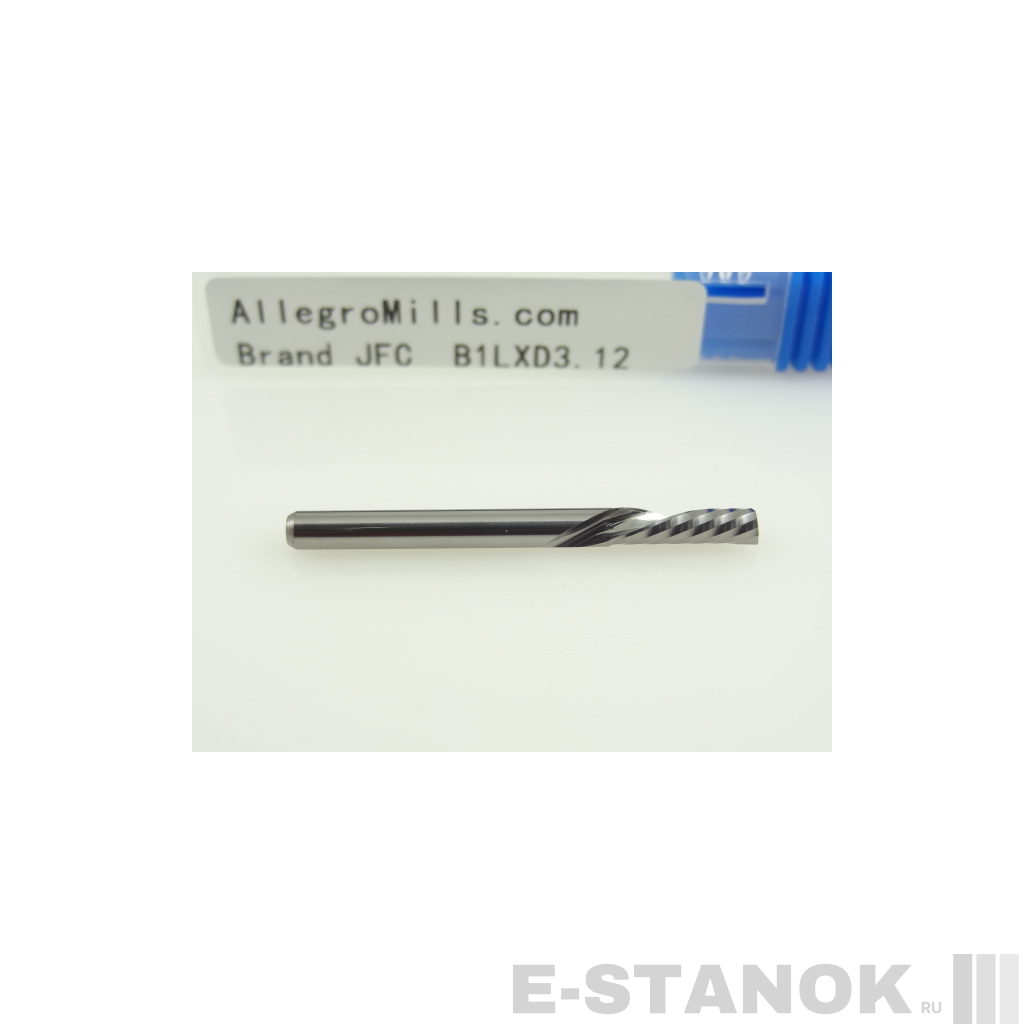 Однозаходная фреза стружка вниз JFC: диам. 3.175 мм, реж. длина 12 мм