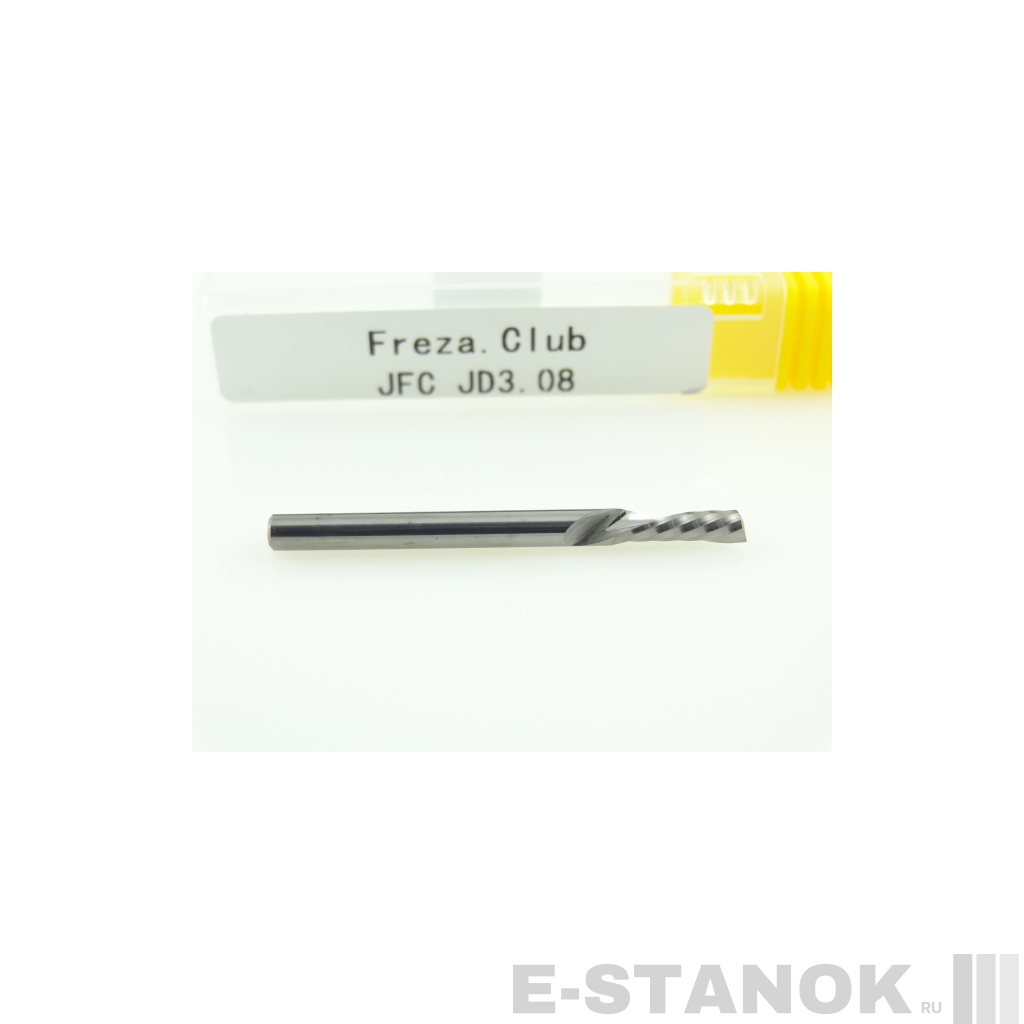Однозаходная фреза стружка вниз JFC: диам. 3.175 мм, реж. длина 8 мм