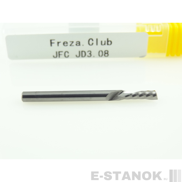 Однозаходная фреза стружка вниз JFC: диам. 3.175 мм, реж. длина 8 мм