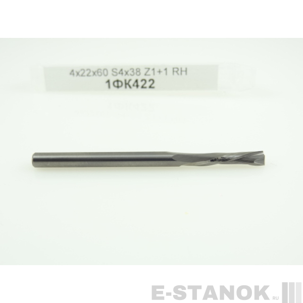 Однозаходная компрессионная фреза Альма: диам. 4 мм, реж. длина 22 мм