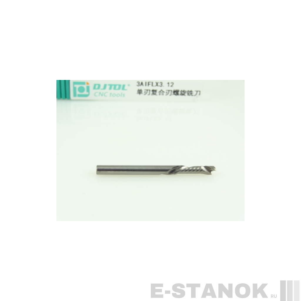Однозаходная компрессионная фреза DJTOL 3A: диам. 3.175 мм, реж. длина 12 мм