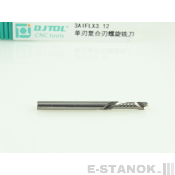 Однозаходная компрессионная фреза DJTOL 3A: диам. 3.175 мм, реж. длина 12 мм