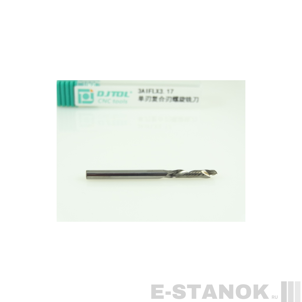 Однозаходная компрессионная фреза DJTOL 3A: диам. 3.175 мм, реж. длина 17 мм