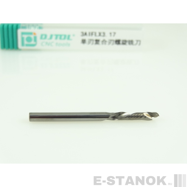 Однозаходная компрессионная фреза DJTOL 3A: диам. 3.175 мм, реж. длина 17 мм
