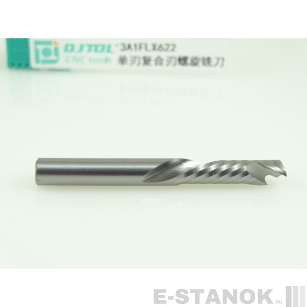 Однозаходная компрессионная фреза DJTOL 3A: диам. 6 мм, реж. длина 22 мм