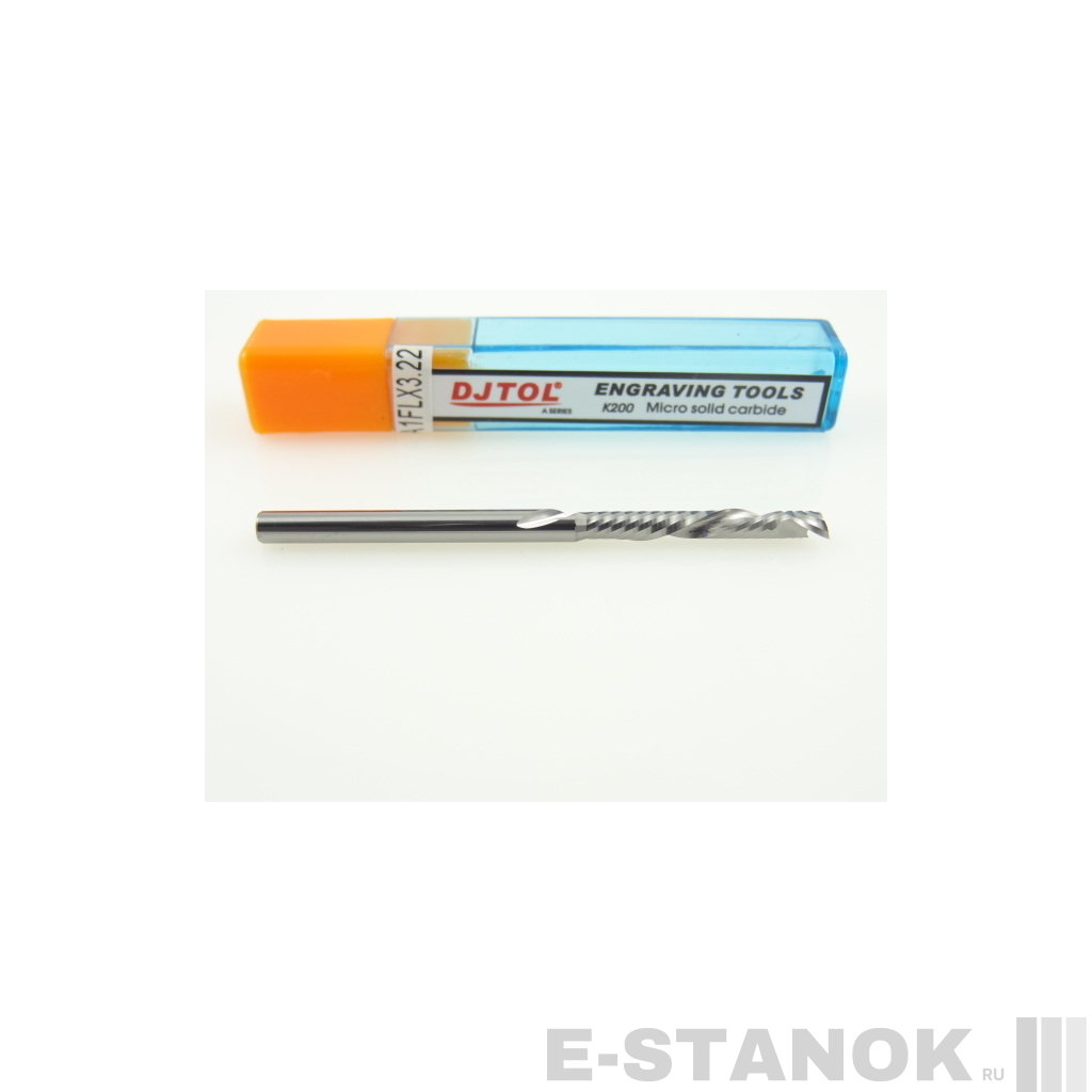Однозаходная компрессионная фреза DJTOL A: диам. 3.175 мм, реж. длина 22 мм