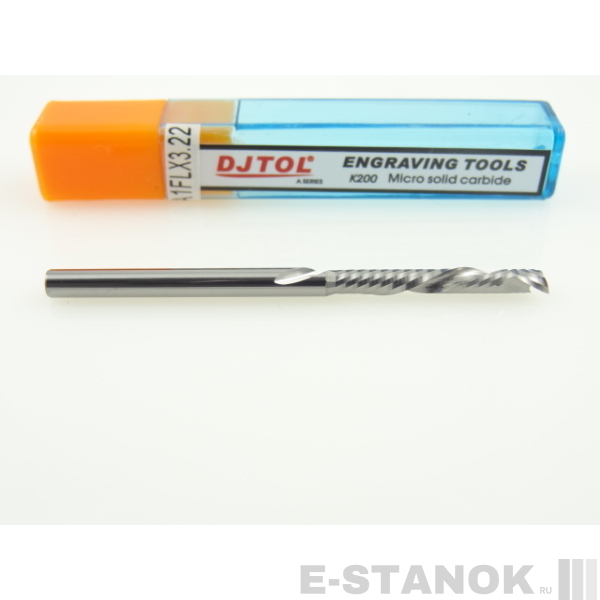 Однозаходная компрессионная фреза DJTOL A: диам. 3.175 мм, реж. длина 22 мм