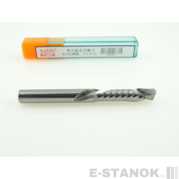 Однозаходная компрессионная фреза DJTOL A: диам. 6 мм, реж. длина 25 мм