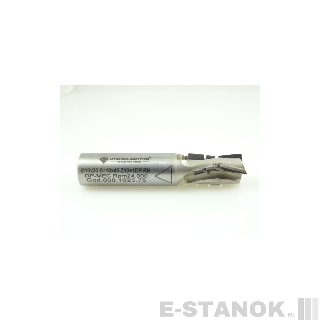 Трёхзаходная алмазная компрессионная фреза серии TURBO Utensil Centro: диам. 16 мм, реж. часть 25 мм