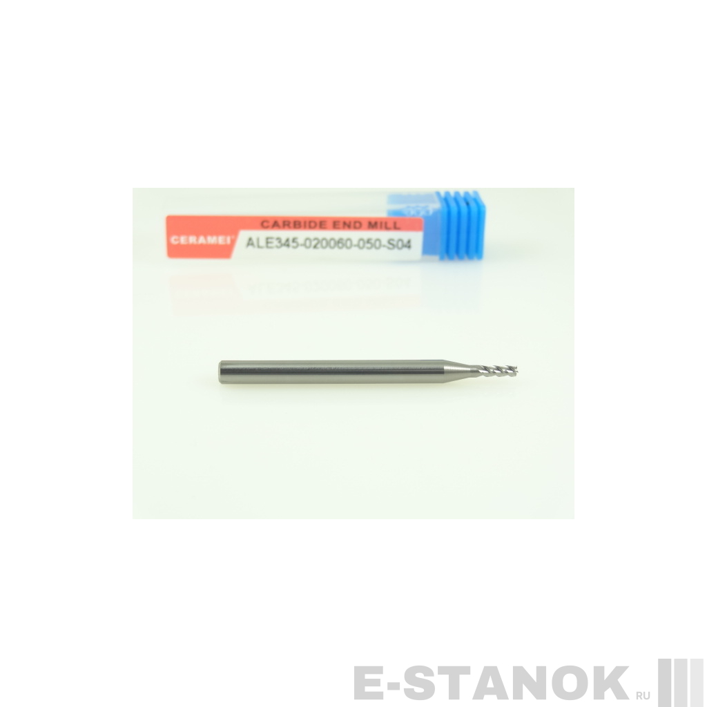 Трёхзаходная фреза по алюминию CERAMEI: диам. 2 мм, хвост. 4 мм, реж. часть 6 мм