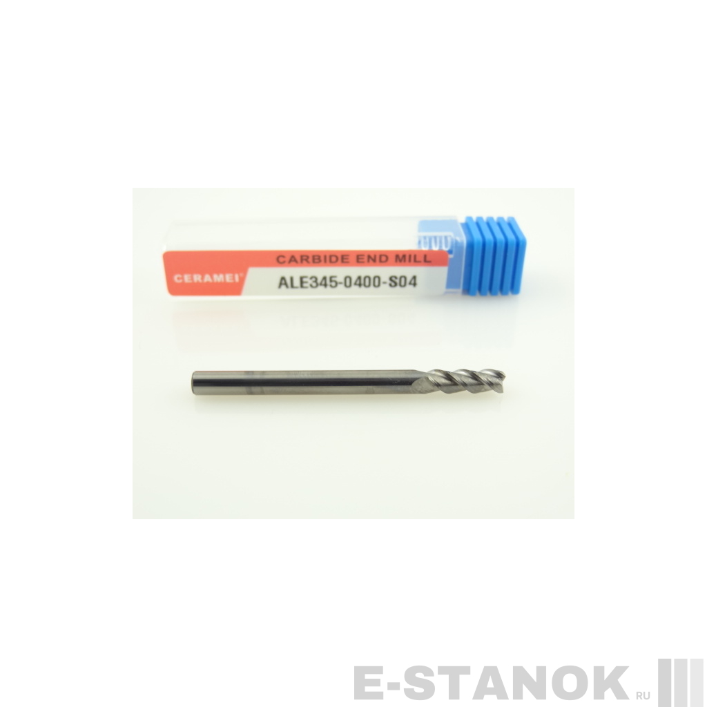Трёхзаходная фреза по алюминию CERAMEI: диам. 4 мм, реж. часть 12 мм