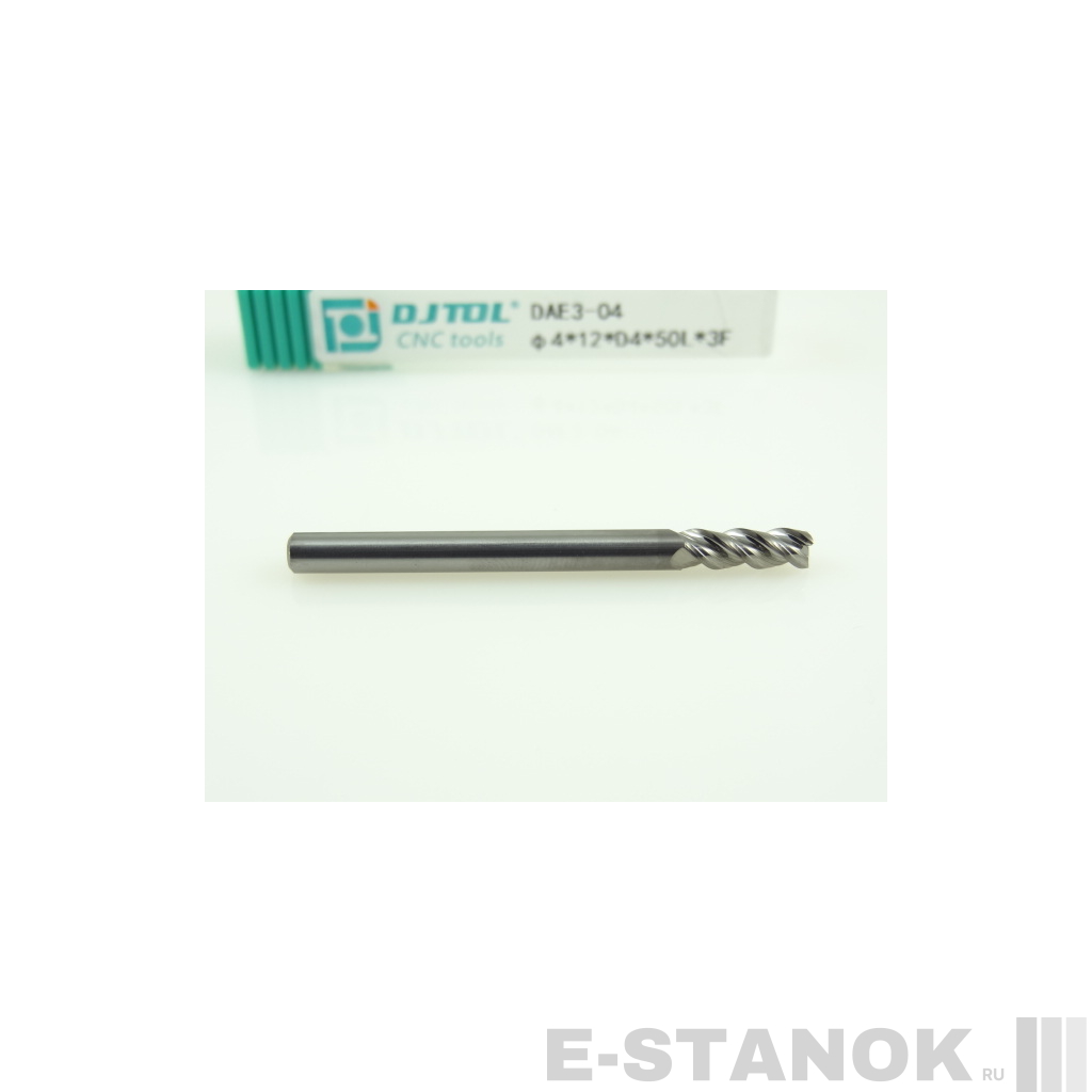 Трёхзаходная фреза по алюминию DJTOL: диам. 4 мм, реж. часть 12 мм