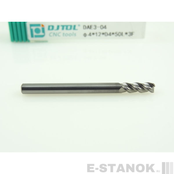 Трёхзаходная фреза по алюминию DJTOL: диам. 4 мм, реж. часть 12 мм